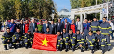 Đội tuyển Công an nhân dân Việt Nam để lại nhiều ấn tượng tại cuộc thi "Lính chữa cháy và cứu nạn, cứu hộ xuất sắc"